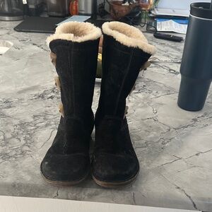 UGG Black and Cream Shearling Boots